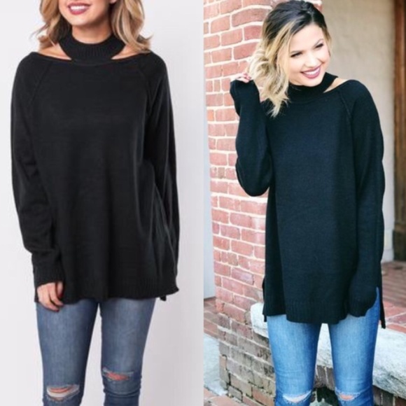 Sweaters - Black Mock Knit Sweater